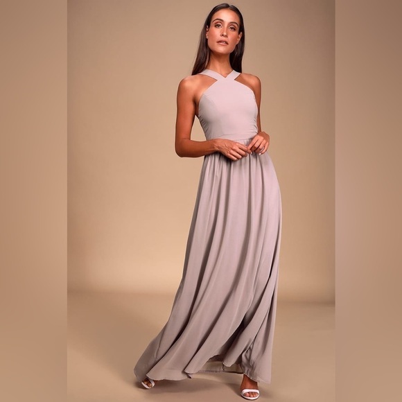 Lulus Air of Romance Taupe Formal Maxi Dress - Picture 1 of 11